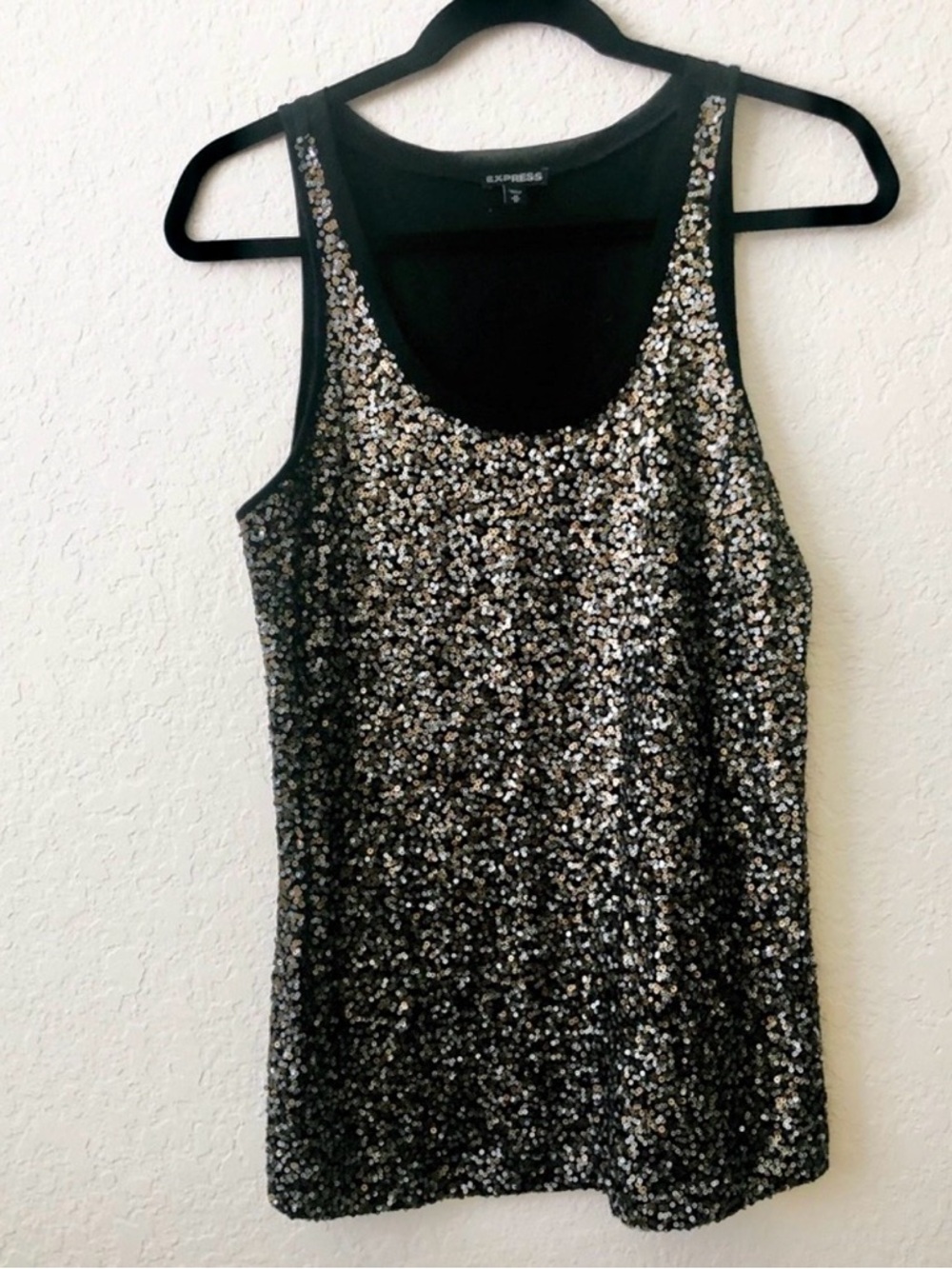 Express Women's Black Sequin Tank Top Size M